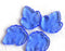 21x18mm Light Sapphire Blue top drilled czech glass leaves pressed beads - 6Pc