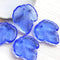 21x18mm Light Sapphire Blue top drilled czech glass leaves pressed beads - 6Pc