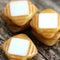 15mm White and beige Square Czech glass beads - 4Pc