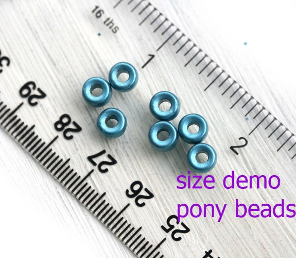 6mm Pony Crystal Clear and Blue Czech glass Roller beads, 2mm large hole, 50pc