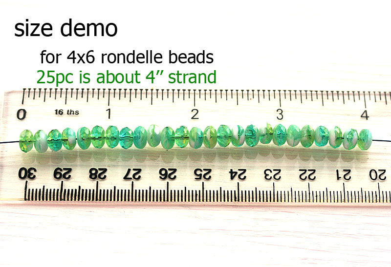 50pc Indicolite blue beads mix, Czech glass rondelle spacers - 4x7mm