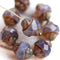 11x10mm Pale Opal Amethyst Turbine beads, Picasso Czech glass fire polished beads, 8pc