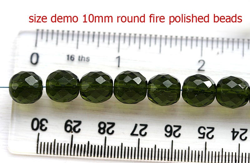 10mm Lilac Czech glass beads, fire polished - 10Pc