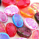 17x13mm Candy colors mix czech glass beads, Large oval - 10Pc