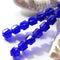 6mm Cathedral czech glass beads, Cobalt blue with very light silver ends 20Pc