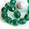 8mm Dark Teal green round Czech glass fire polished faceted beads - 15Pc