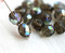 8mm Dark grey AB finish Czech round beads fire polished faceted beads - 15Pc