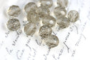 8mm Light grey glass Czech round beads, fire polished, faceted - 15Pc
