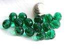 8mm Dark Teal green round Czech glass fire polished faceted beads - 15Pc