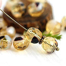 8mm Tortoise Czech round fire polished yellow and black faceted beads - 15Pc