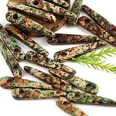 20pc Ceramic Stick beads Earthy colored 22mm