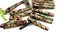 20pc Ceramic Stick beads Earthy colored 22mm