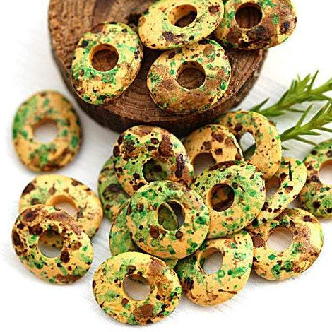10mm Cornflake rondelle beads mix, Yellow brown green 20pc