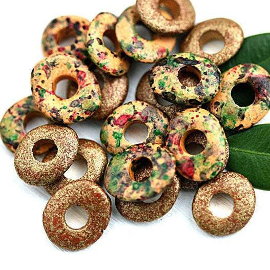 10mm Brown Golden mix Cornflake rondelle beads 20pc
