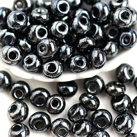 Preciosa Drop Seed beads, Hematit Black teardrop beads size 5/0 - 10g