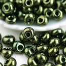 Preciosa Seed drop beads, Metallic Olive Green, Drop beads size 5/0 - 10g