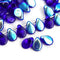 5x7mm Cobalt PiP beads Dark Blue czech glass flat drops - 40Pc