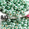 8/0 Toho seed beads, Permanent Finish Galvanized Mint Green, PF570, metallic green - 10g