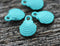 4pc Small Turquoise green Shell Charms, Painted Metal Casting