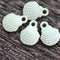 4pc Small Light Sage Green Shell Charms, Painted Metal Casting