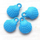 4pc Small Blue Shell Charms Painted Metal Casting