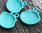 3pc Large Turquoise Oyster Shell charms, Painted Metal Casting