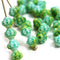 6mm Green small fancy Bicone beads czech glass 60pc