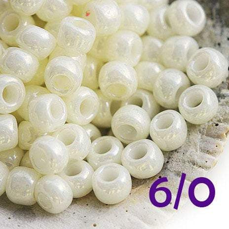 6/0 Toho seed beads, Opaque Lustered Navajo White N 122 - 10g