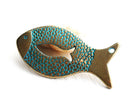 40mm Patinated brass metal casting large fish pendant
