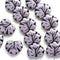 11x13mm Violet Fancy Leaf beads, Light Purple Maple glass leaves, Black Inlays, 10pc